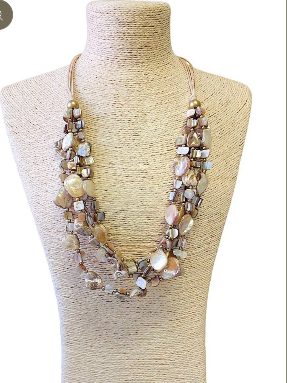 Multi-Strand Bijoux Envie Coastal Beachy Boho Mocha Mousse Statement Necklace